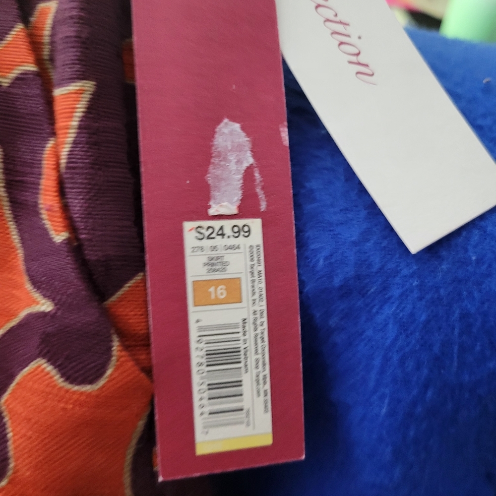 NWT Merona Orange Black Scroll Print Mini Skirt Size 16 Fun Eye Catching - Picture 8 of 8